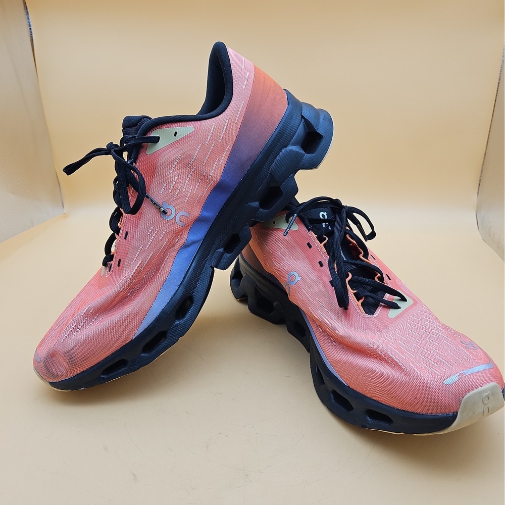 On Cloud Running Shoes Men's Size 12.5 Orange Black Helion Cloudtec Cloudspark - Picture 5 of 11